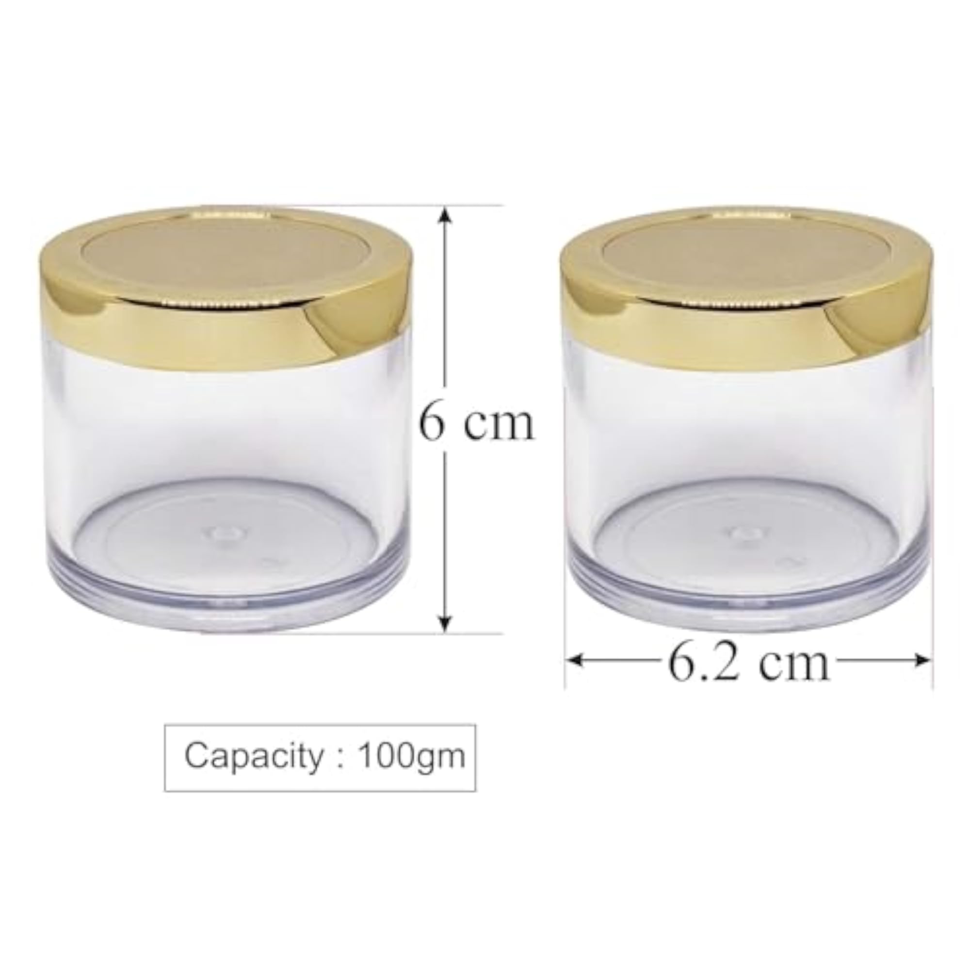 SHREE MAHA 100gm Empty Acrylic Container with Gold Cap